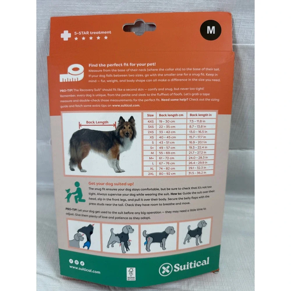 Suitical Recovery Suit Dog Black Size Medium Full Body Post-Operative Wrap